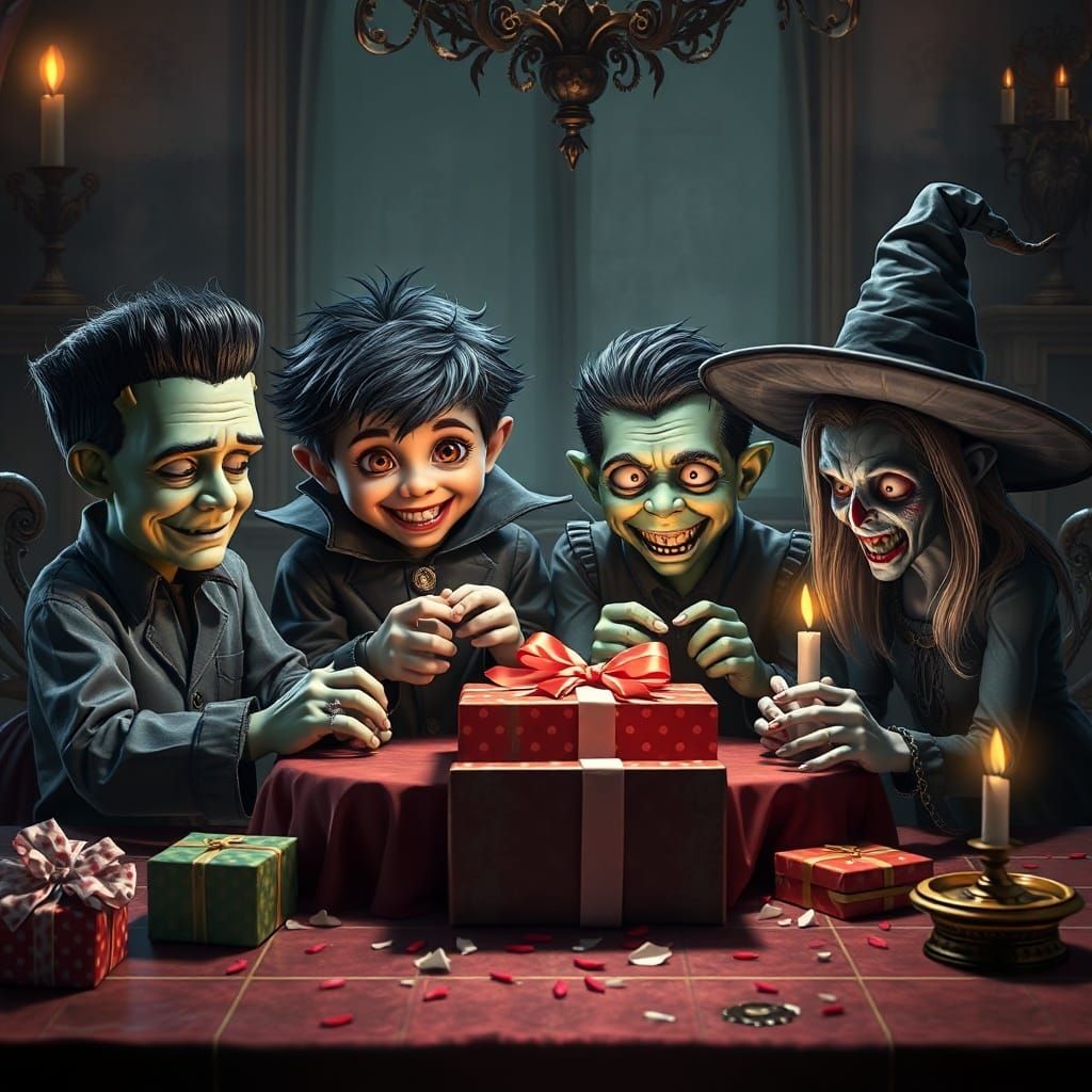 Monsters Celebrate Birthday With Gifts In Digital Matte Pain...