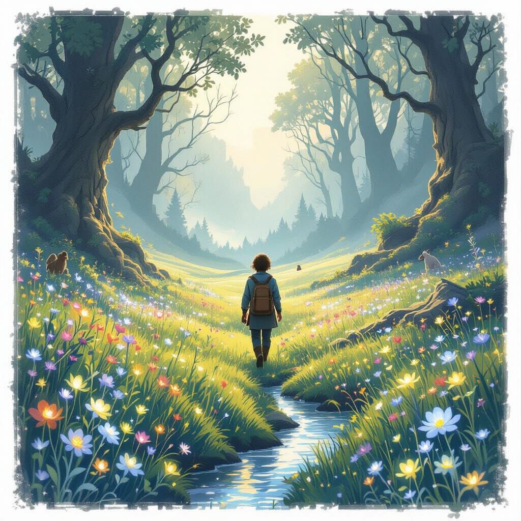 Bastian's Journey Through a Luminous Meadow