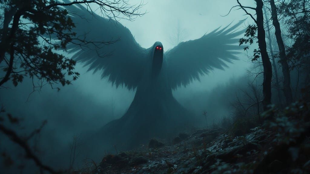 Mothman Watches from the Treetops in a Haunting Cinematic Sc...