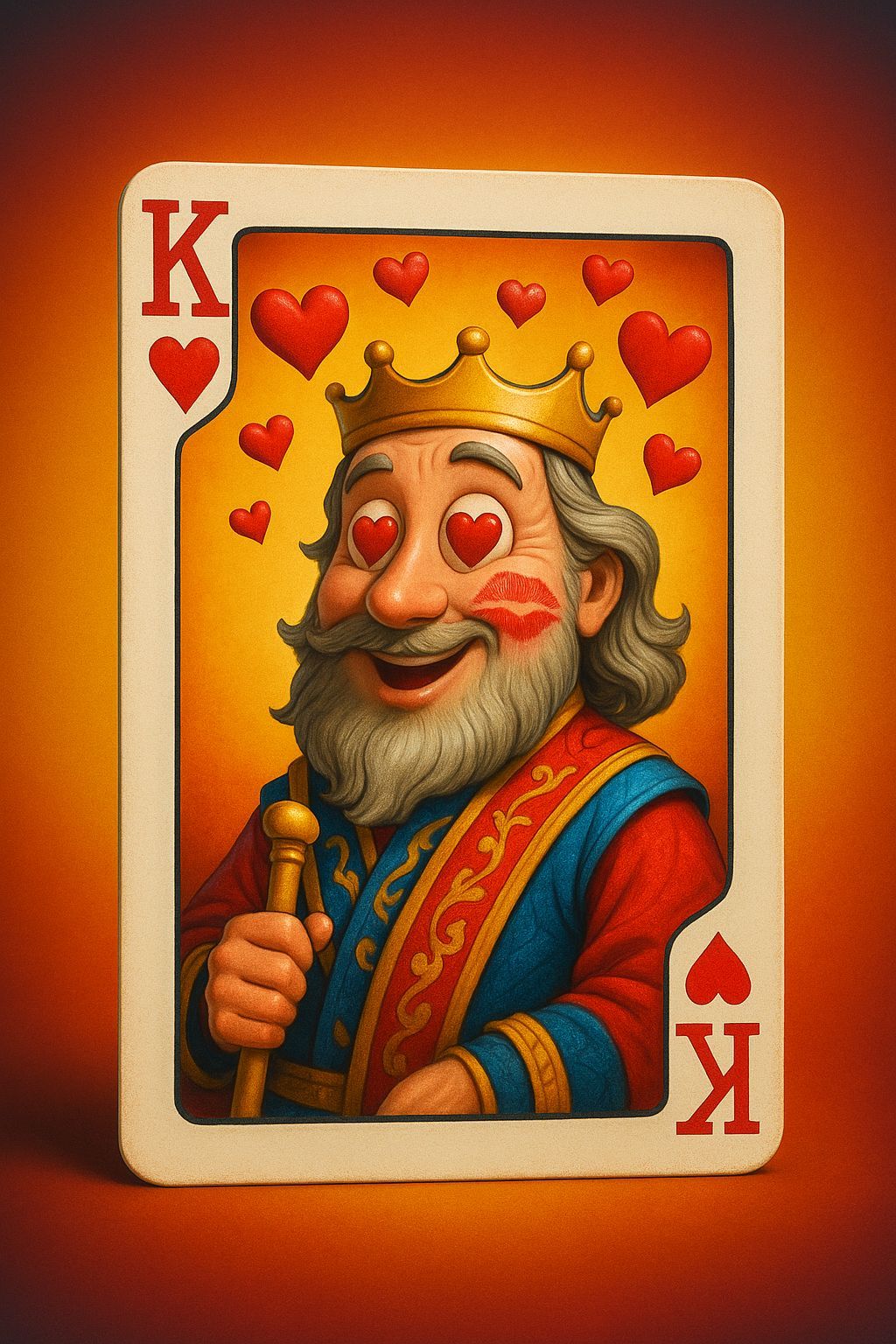 King of Hearts Portrait with Kiss Mark