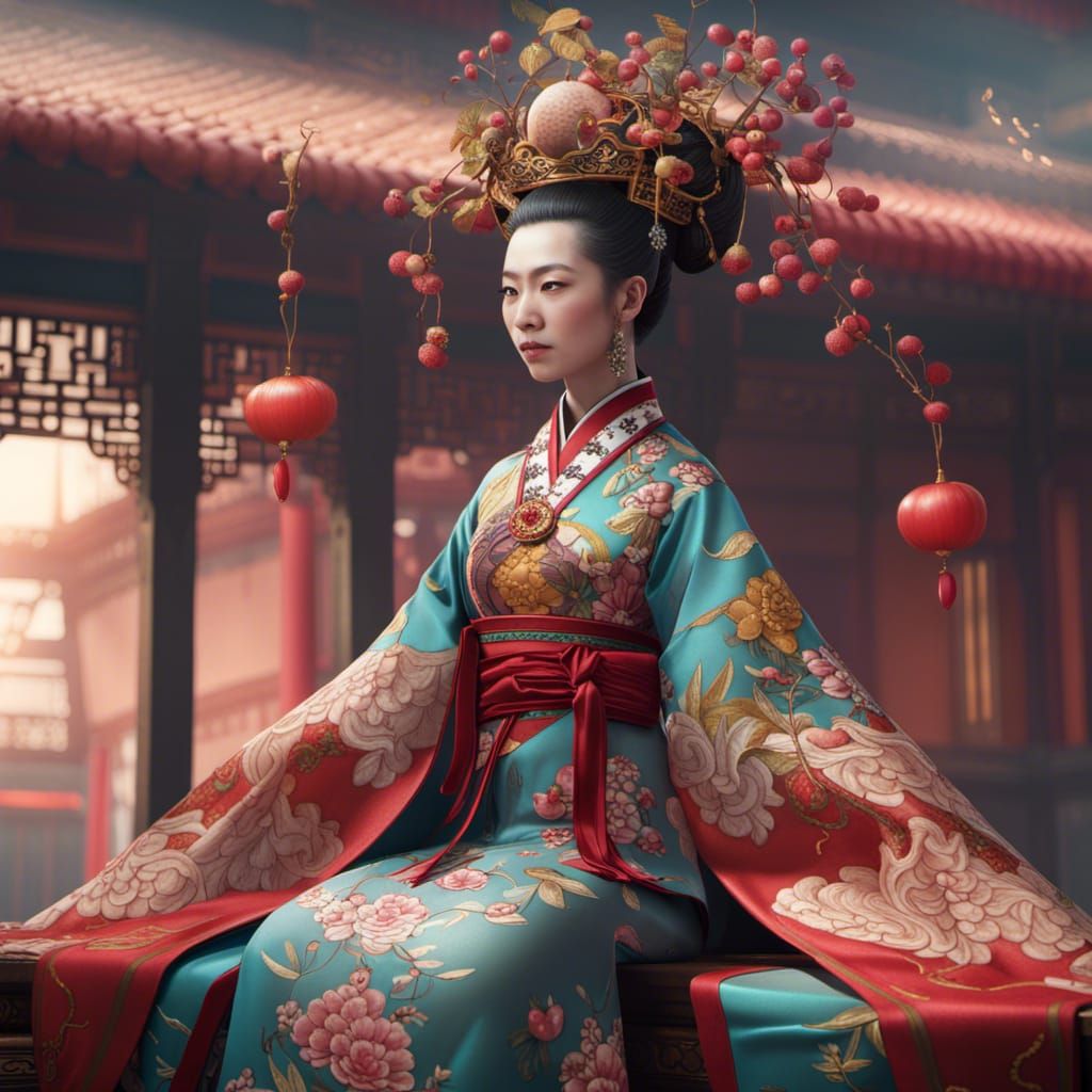 Qing dynasty imperial Noble consort with lychee