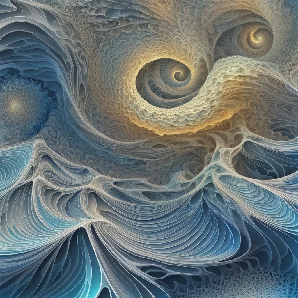 Abstract Vector Fractal with Zentangle Patterns