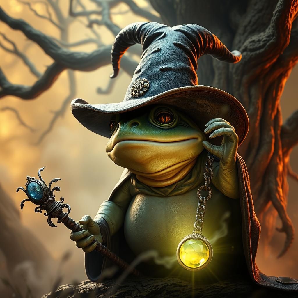 Majestic Wizard Toad in Mystical Forest