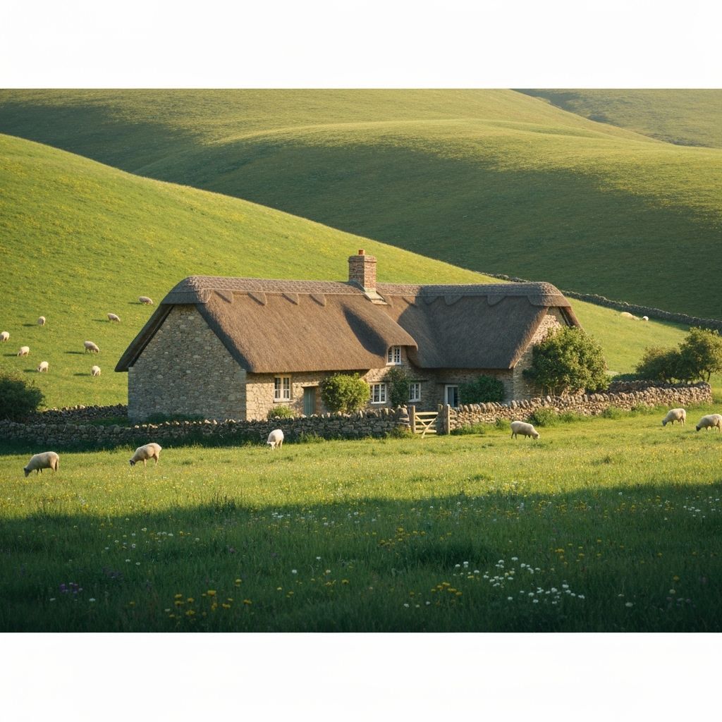 Idyllic Countryside Cottage in Golden Light