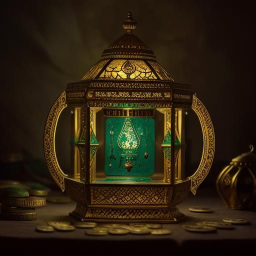 Aladdin's Lamp in a Treasure Cave: Hyperrealistic Image