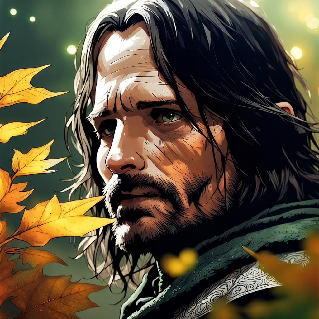 Aragorn in Enchanted Forest: Digital Art