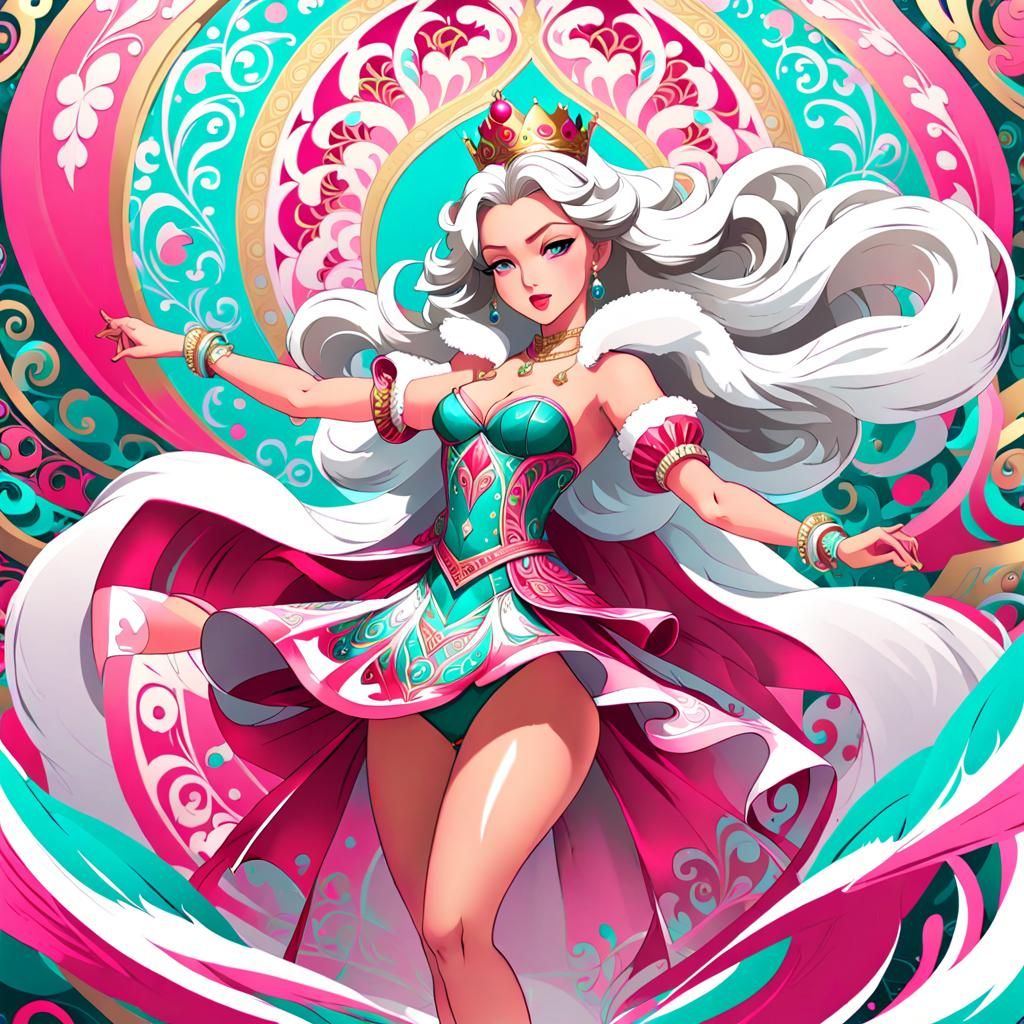 Statuesque Fur Queen in Dynamic Anime Style