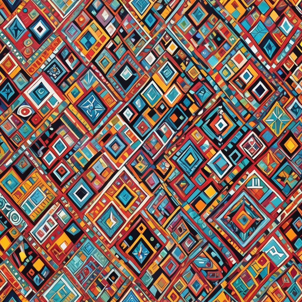 Repeating Diamond Pattern in Gouache