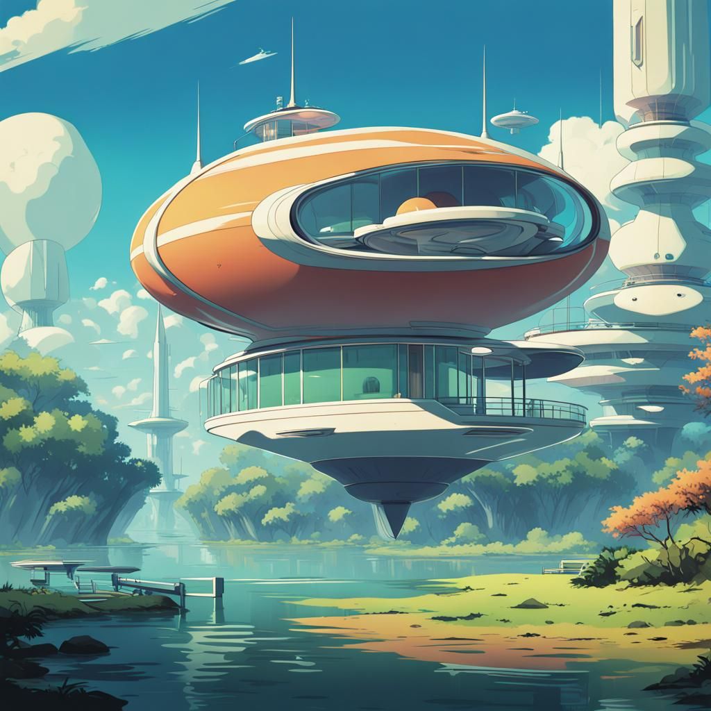Futuristic Floating Homes in Googie Style