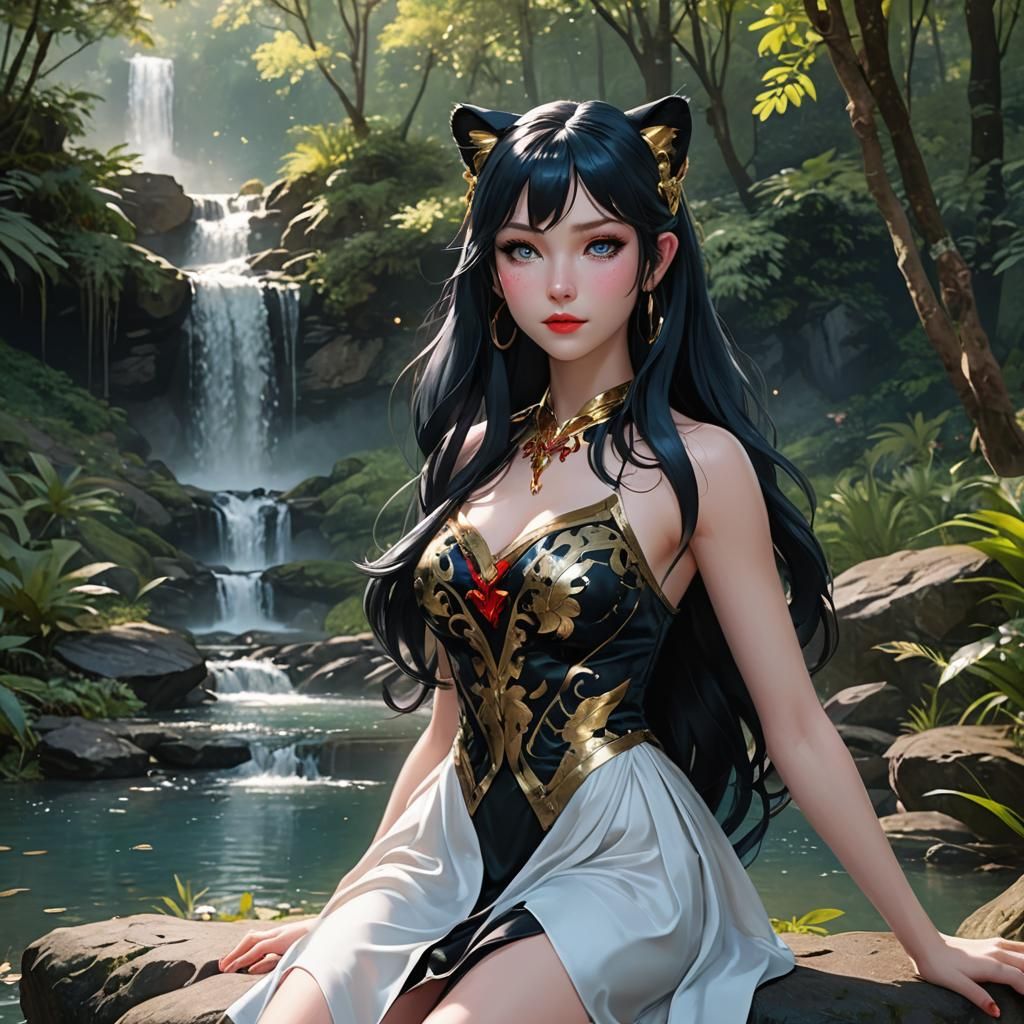 Beautiful Panther Girl in 3D Anime Style