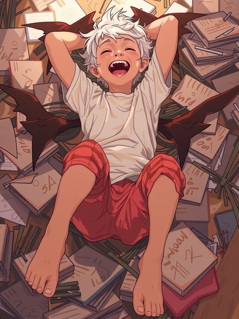 Joyful Child Leaping in Sunlit Wildflower Field