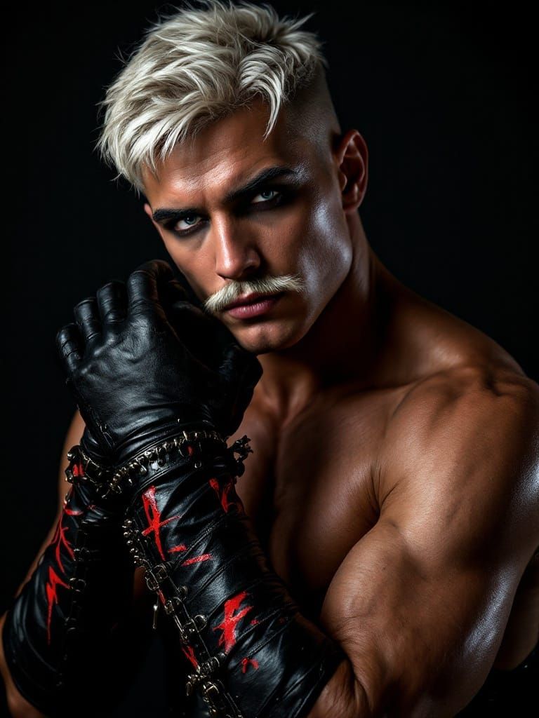 Graffiti Rock Icon in Leather Attire