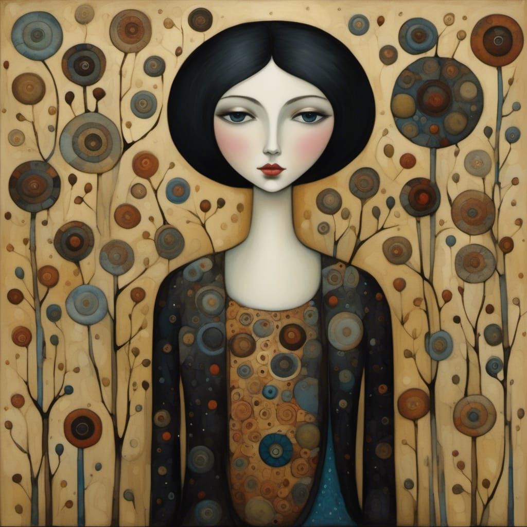 Girl in Striking Art Brut Style