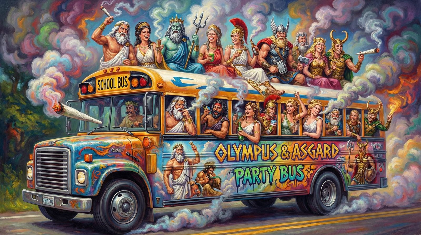 Mythic Gods Party Bus Celebration