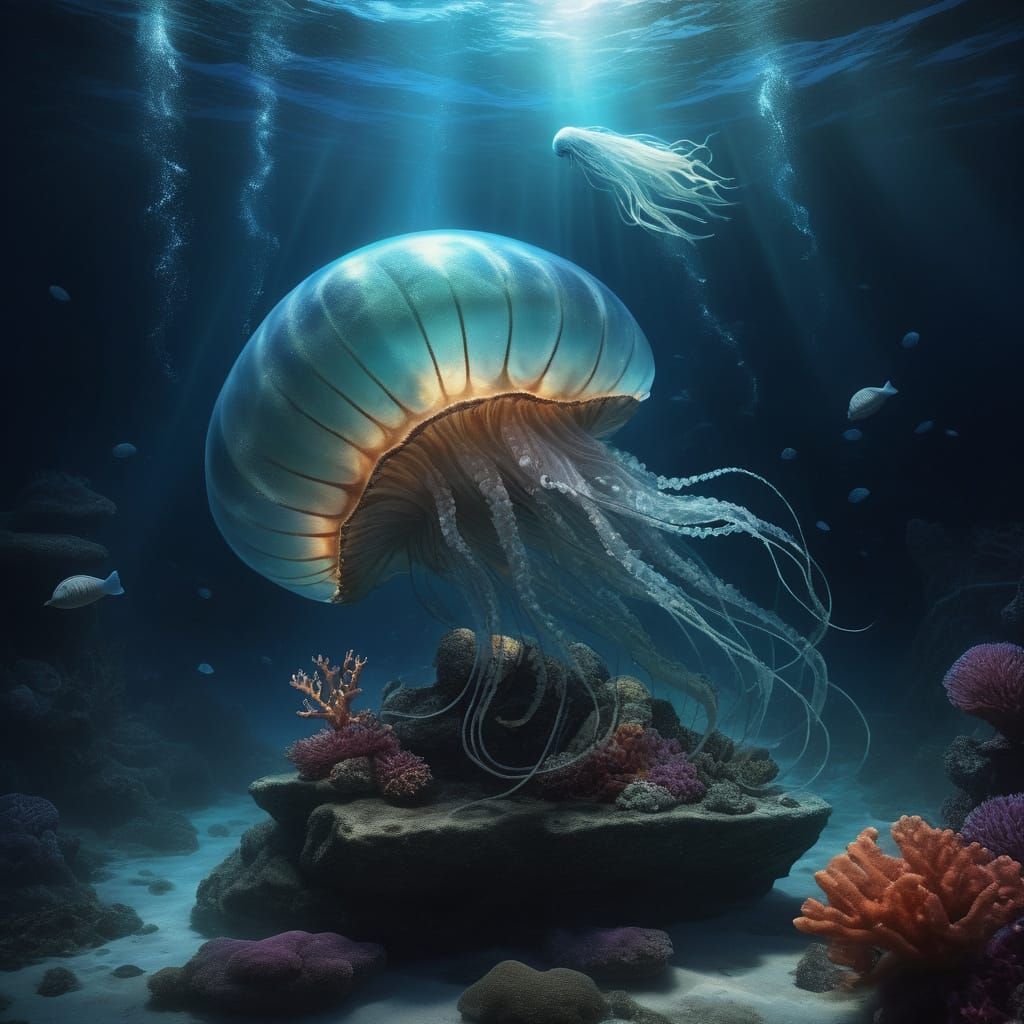 Mystical Sea Siren with Glowing Ocean Snail
