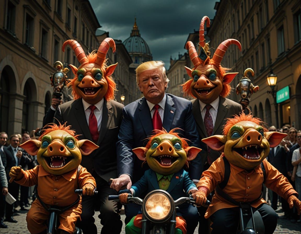 Grotesque Politicians at the Vatican in Bosch Style