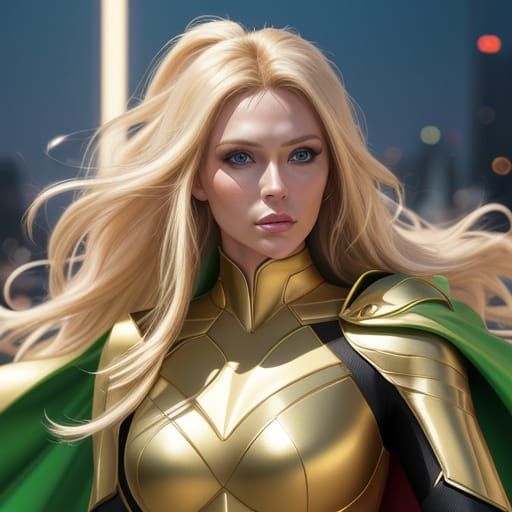 Futuristic Superheroine Portrait in Digital Art Style