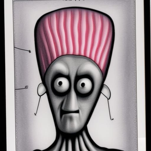 Detailed Pinhead Portrait in Monochrome