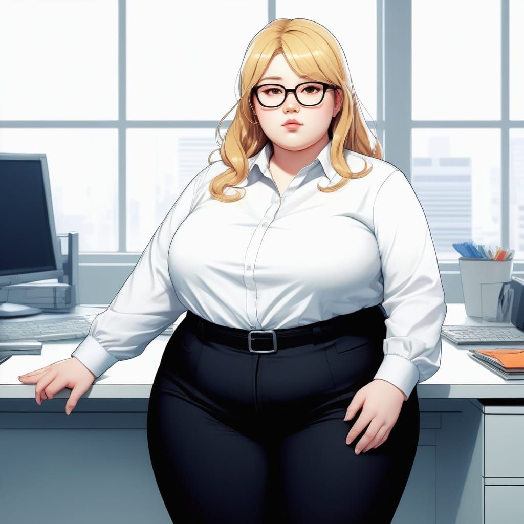 Sultry Office Beauty in Anime Style