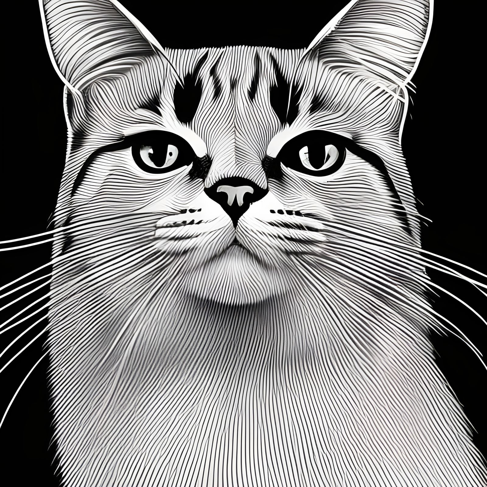 Minimalist Continuous Line Art Cat Illustration