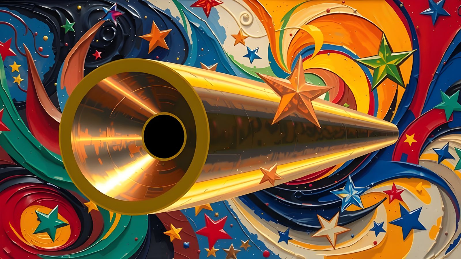 Surreal Copper Gold Mirror in Cosmic Maelstrom