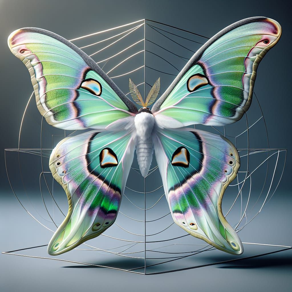 Realistic Luna Moth Portrait in 3D