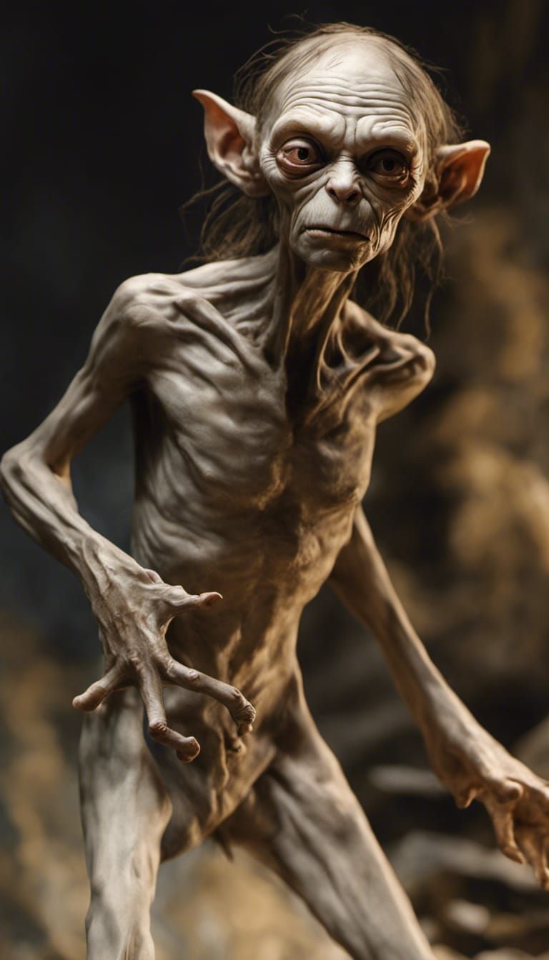 Detailed Portrait of Gollum in Cinematic Style