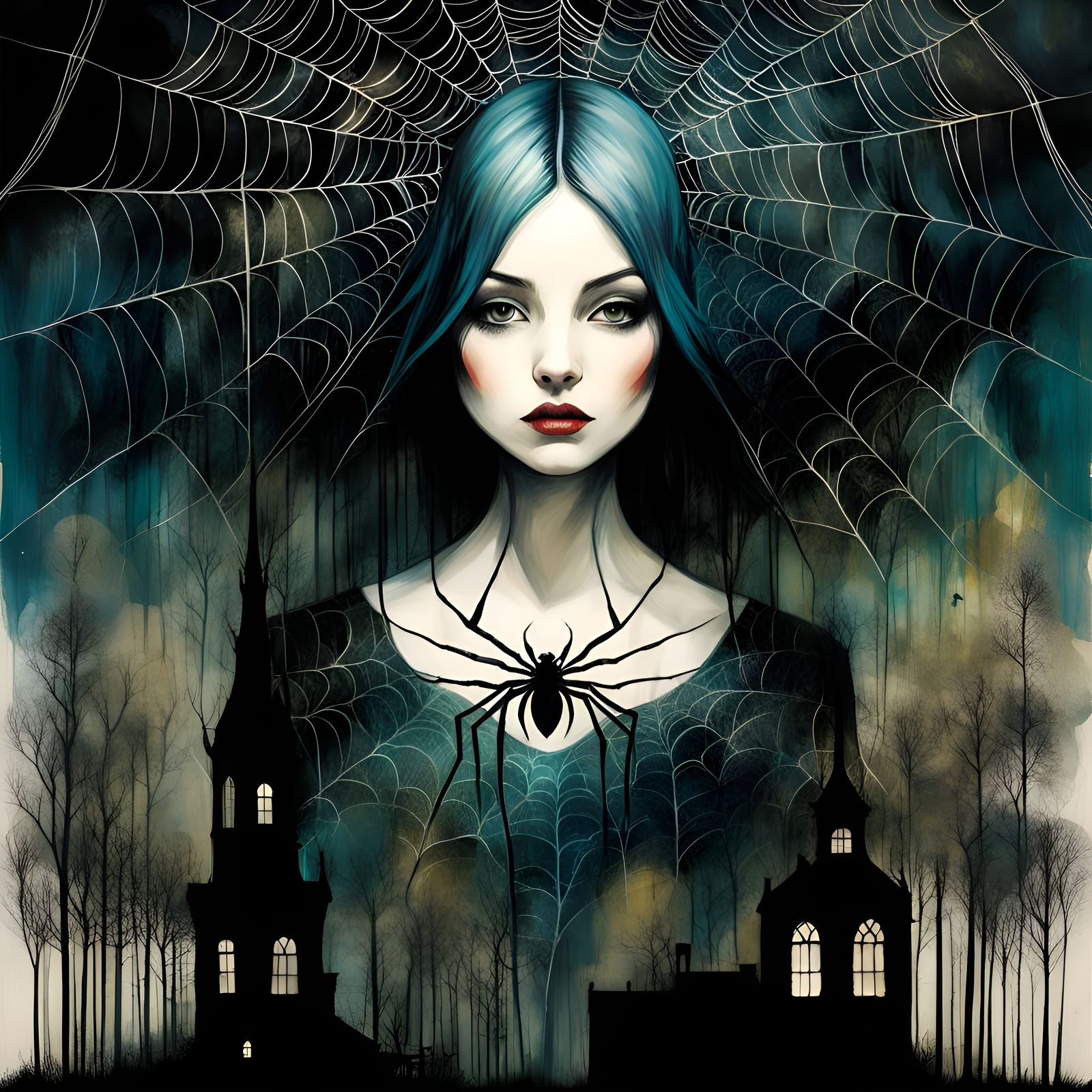 Intricate Spider in Art Brut Style