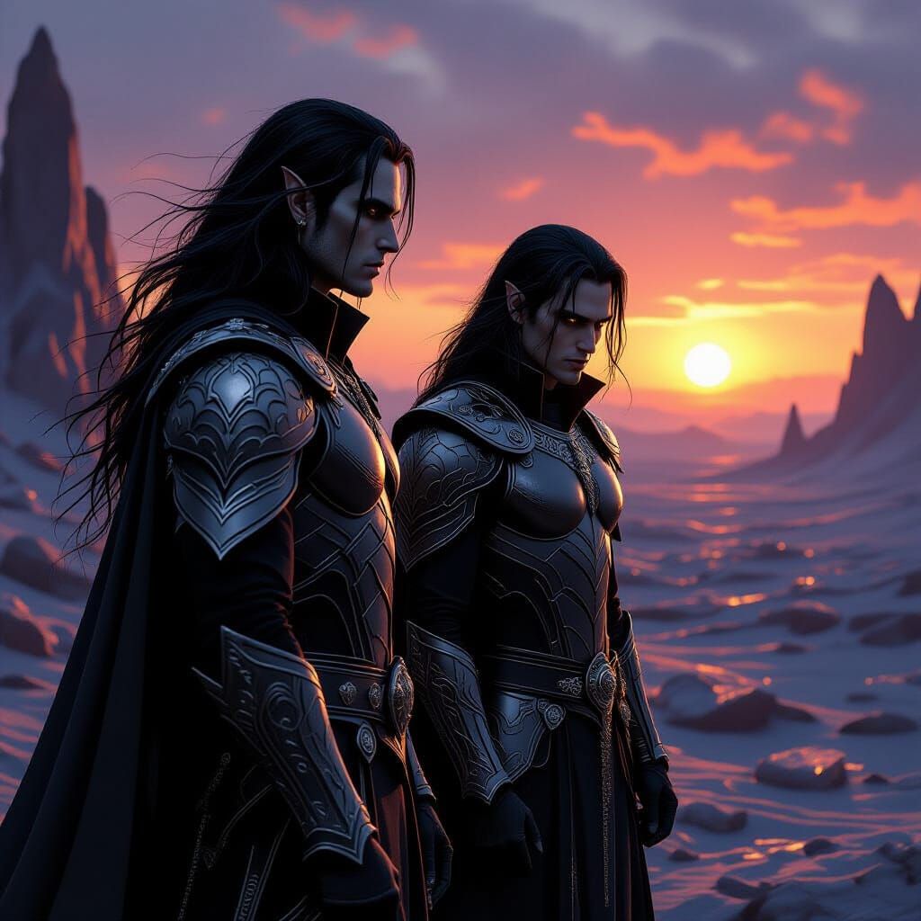 Vampire Lords on Alien World Under Binary Sunset