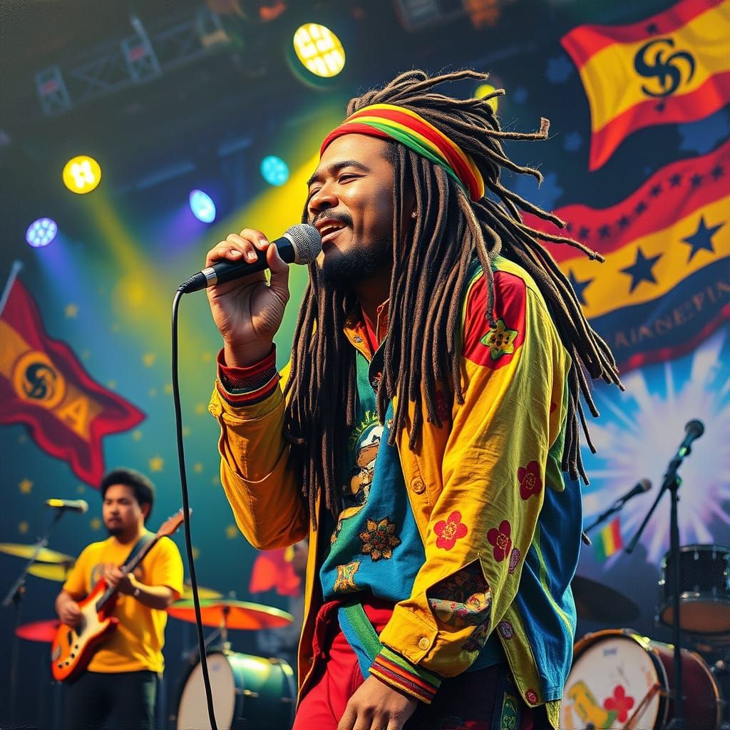 Reggae Singer in Chongqing: Neo-Expressionist Oil Painting