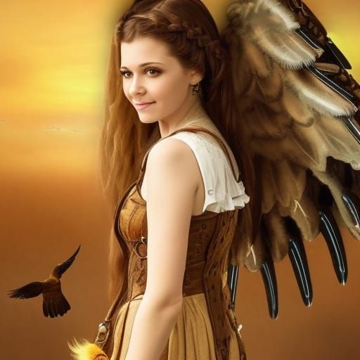 Steampunk Angel with Bird Wings