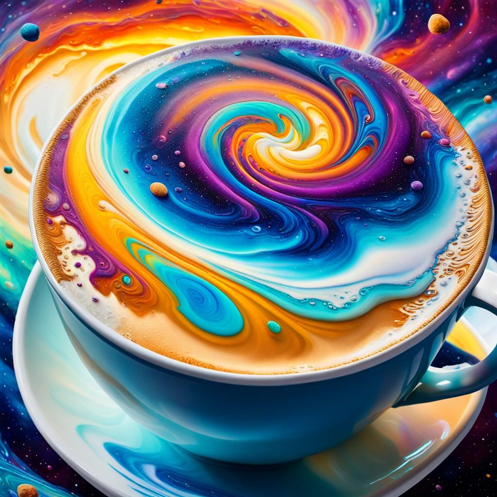 Cosmic Latte: Holographic Astral Illustration in Surreal Sty...