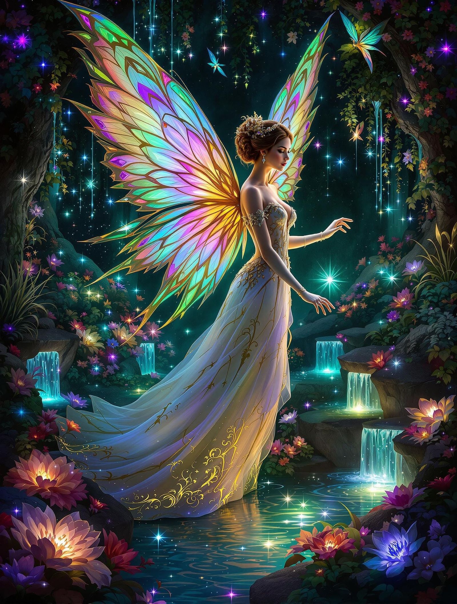 Ethereal Fairy Radiates Luminous Magic in a Vibrant Jewel-To...