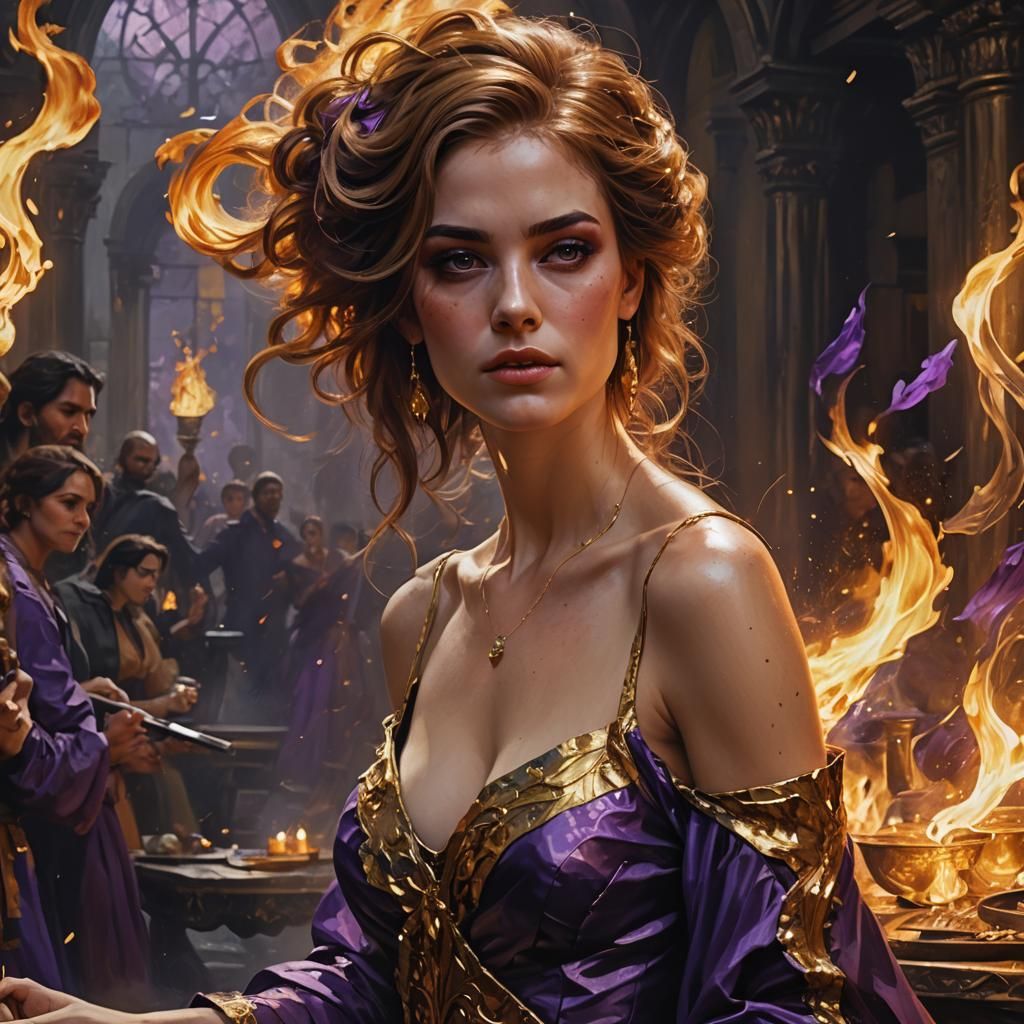 Fantasy Portrait of Woman with Fiery Hair