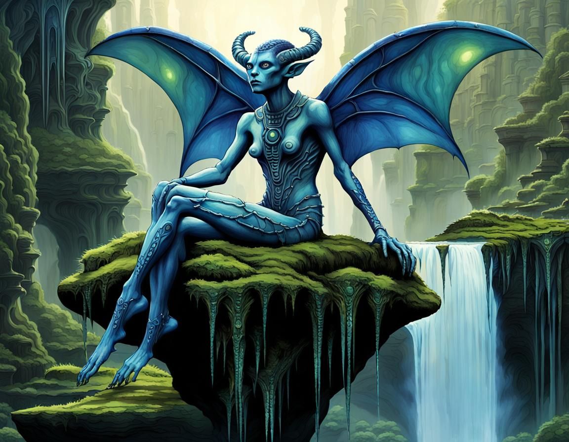 Alien Woman on UFO: Surreal Biomechanical Art