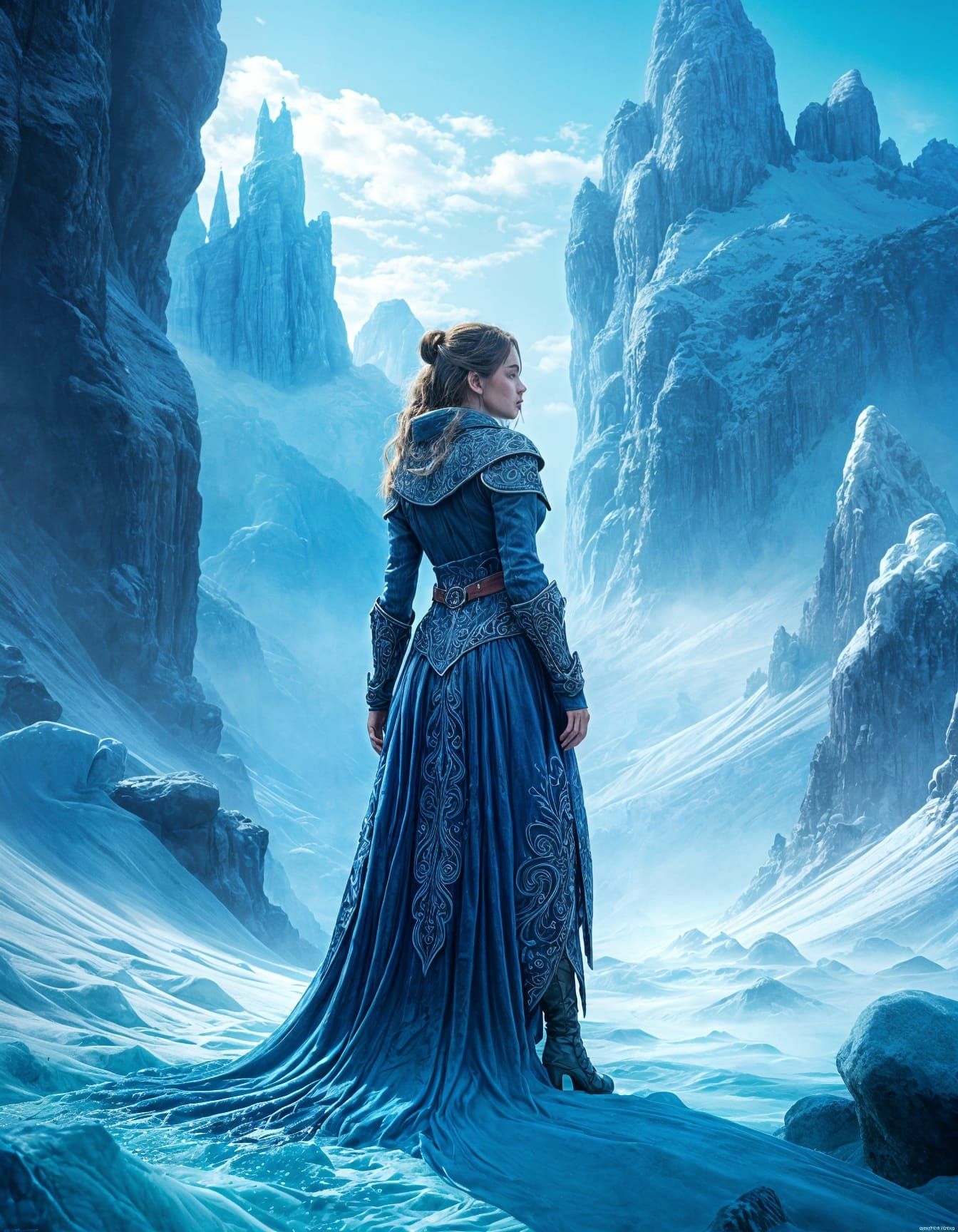 Blue Alcohol Ink Portrait of a Beautiful Woman