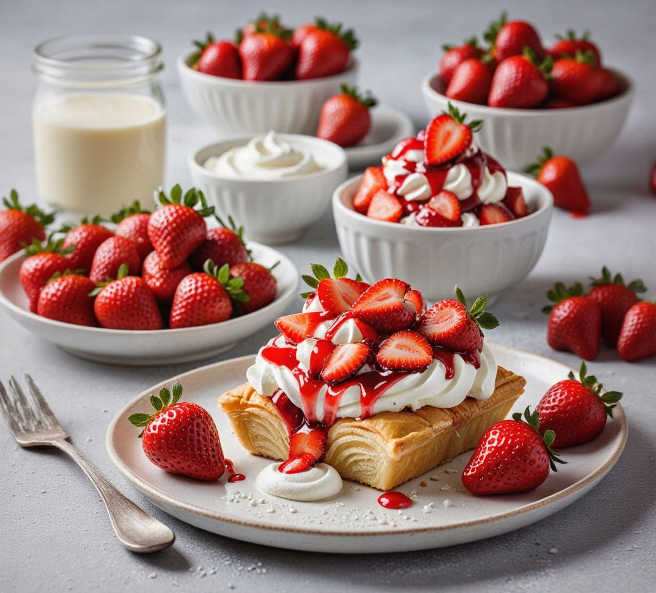 Delicious Strawberry Cake with Cream