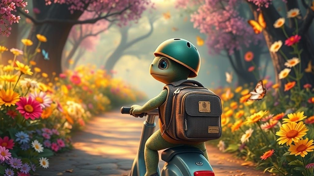 Baby Turtle's School Adventure in Magical Forest