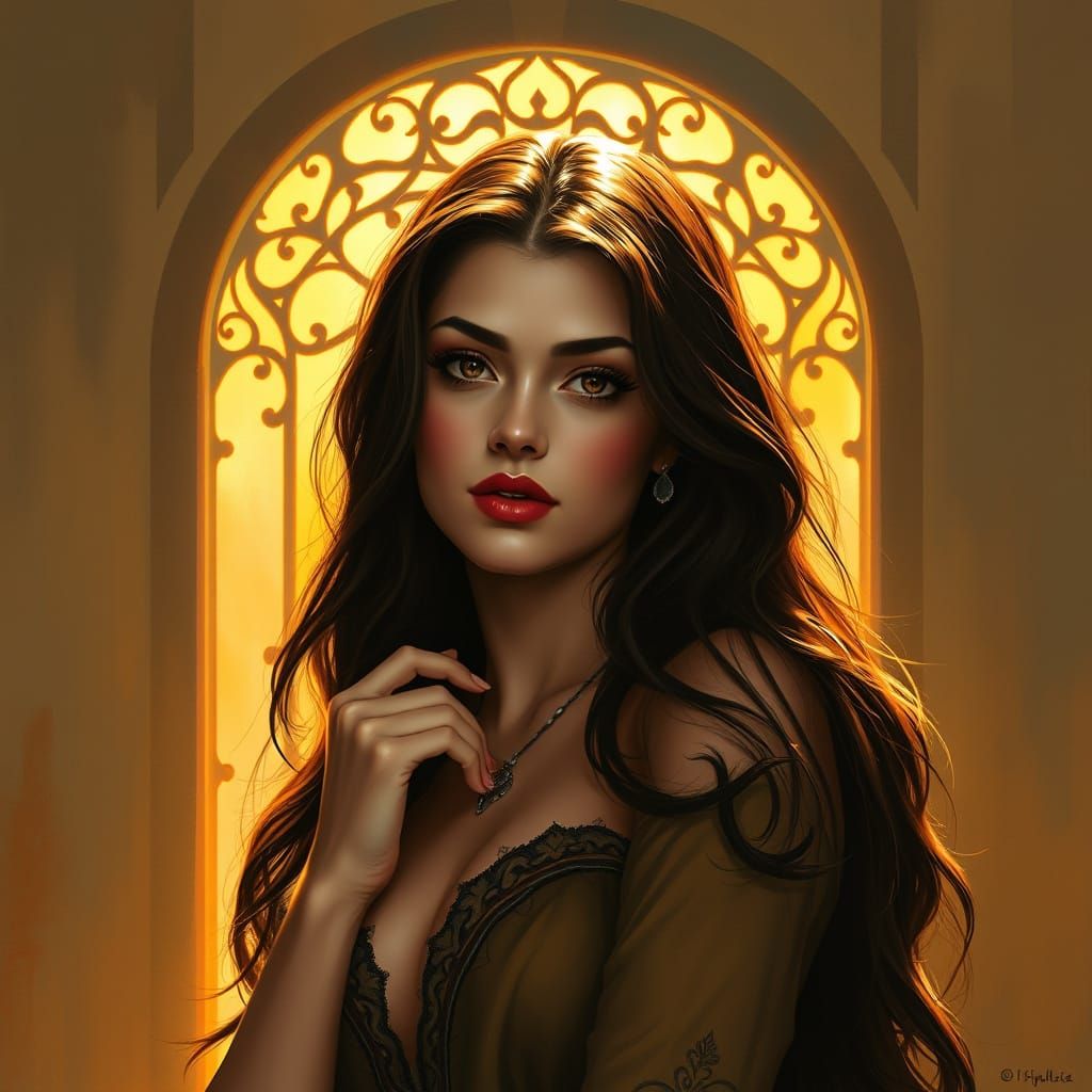 Ethereal Woman in Golden Light