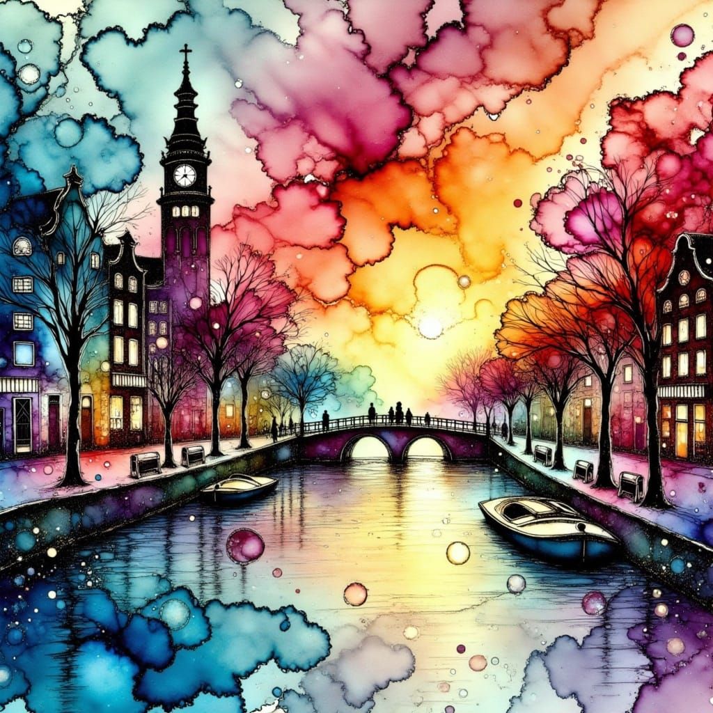 Amsterdam in splash art.