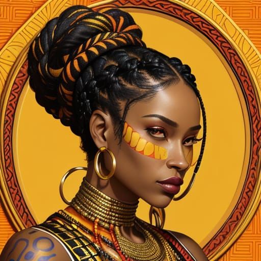 Afro-Futurism Goddess in Vibrant Digital Illustration