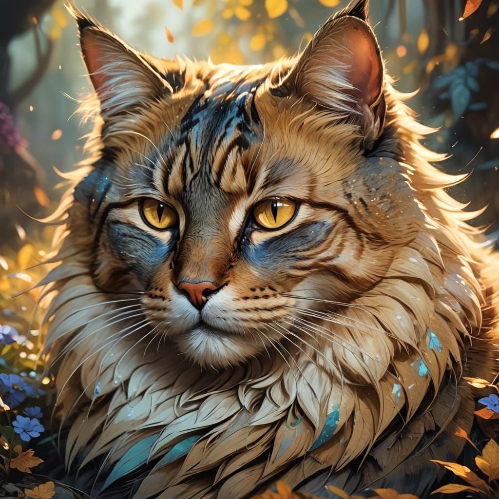 Detailed Cat Portrait in Hyperrealistic Style