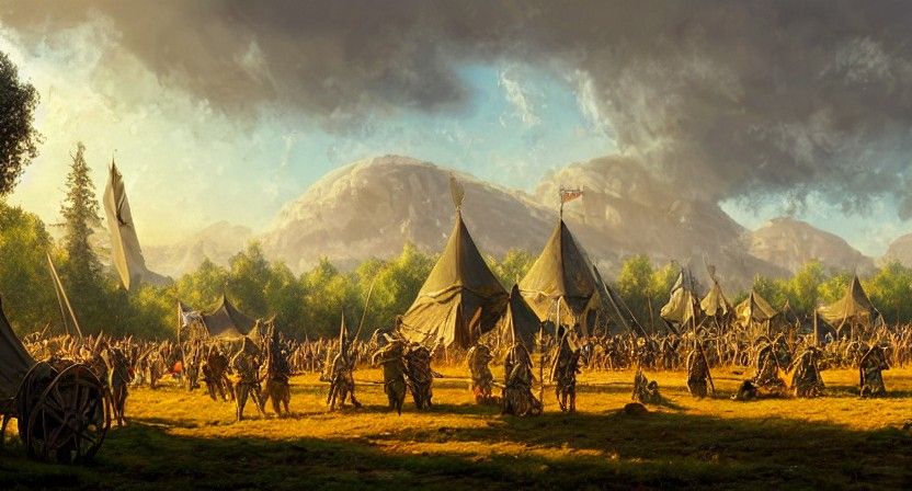 Medieval Army Camp: Epic Fantasy Scene