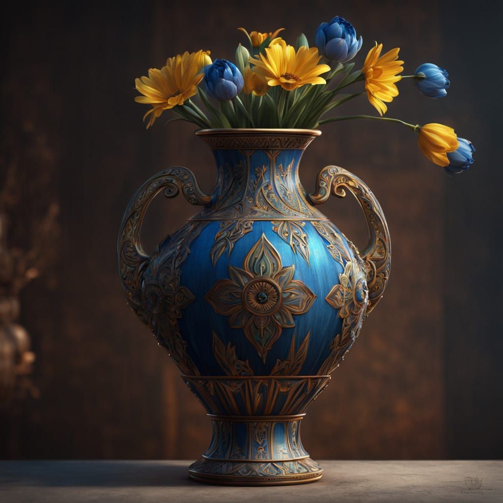 Surreal Ukrainian Kumanets Vase in Vibrant Colors