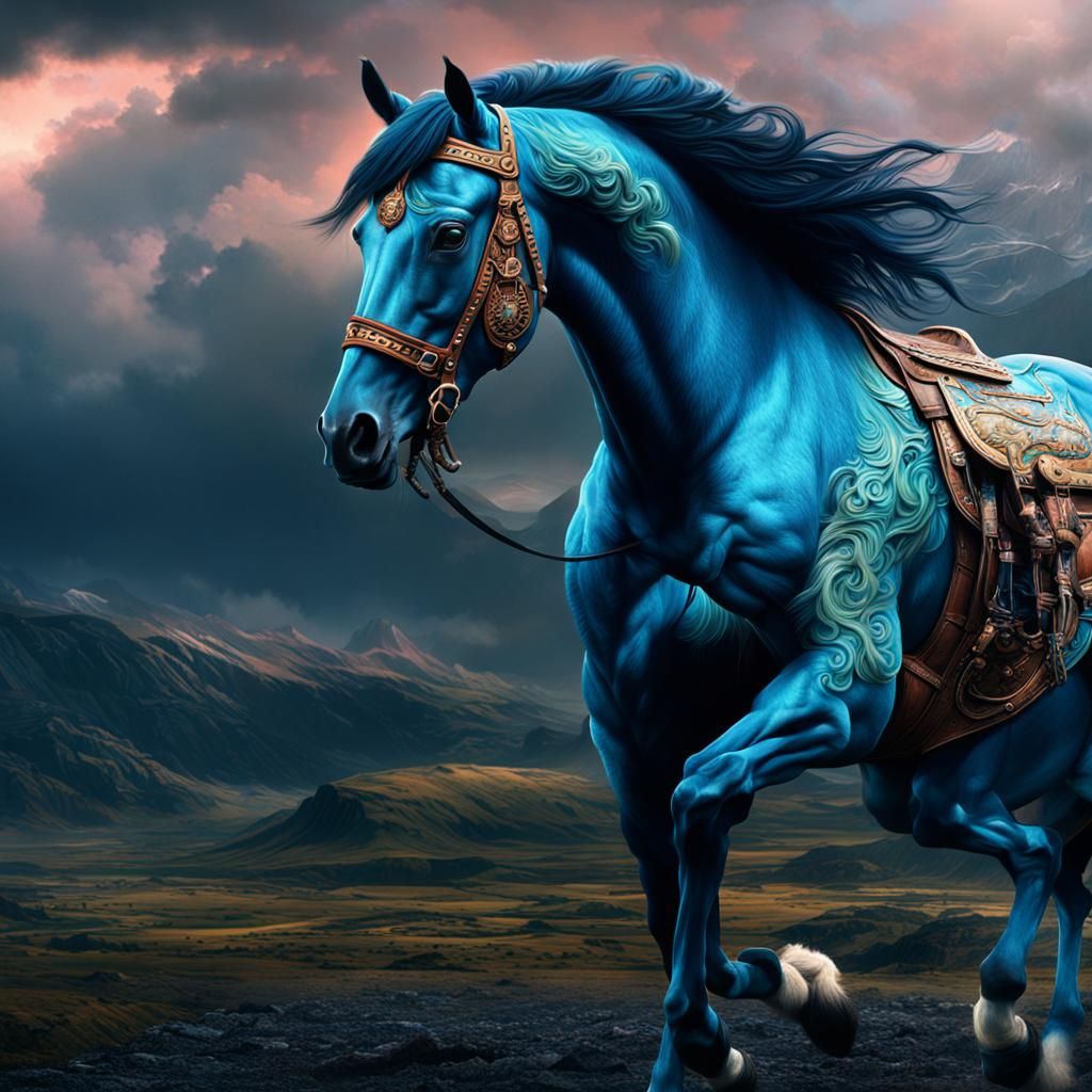 Dramatic Horse in Digital Matte Painting Style