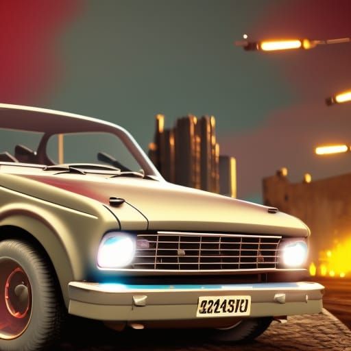 Old Ford Escort in Detailed Matte Painting