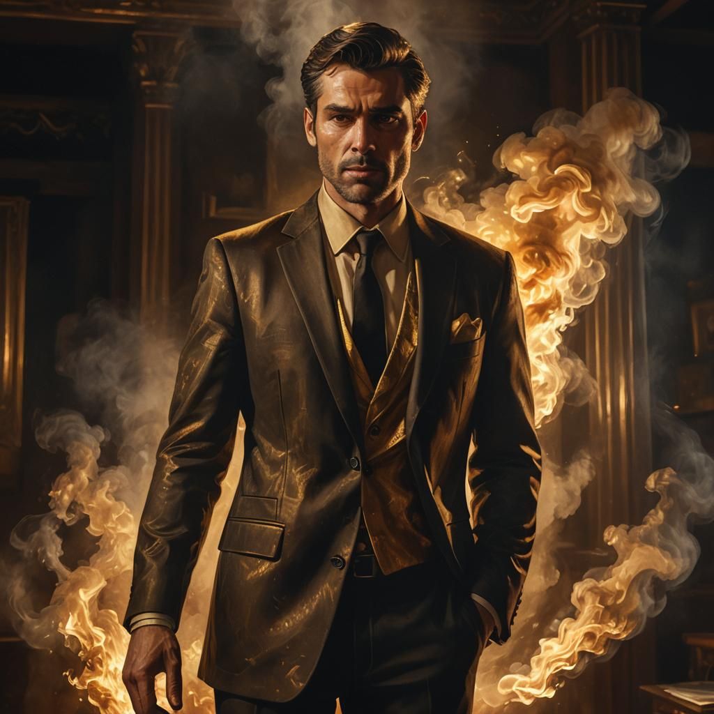 Man in Smoky Room: Rembrandt-Inspired Oil Painting