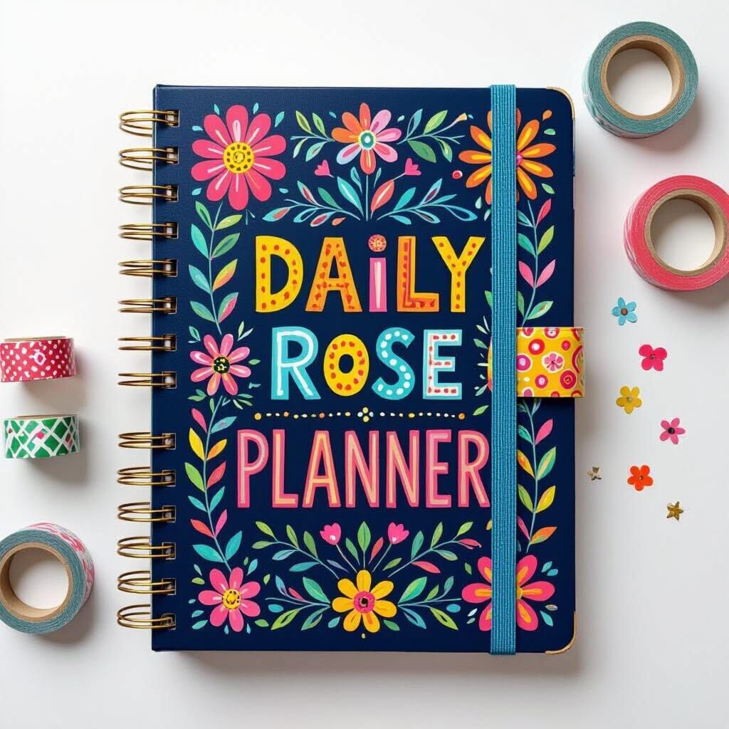 Colorful Daily Planner with Whimsical Lowbrow Art