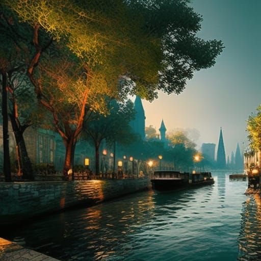 Hyperdetailed Mangrove Canal Landscape Photography