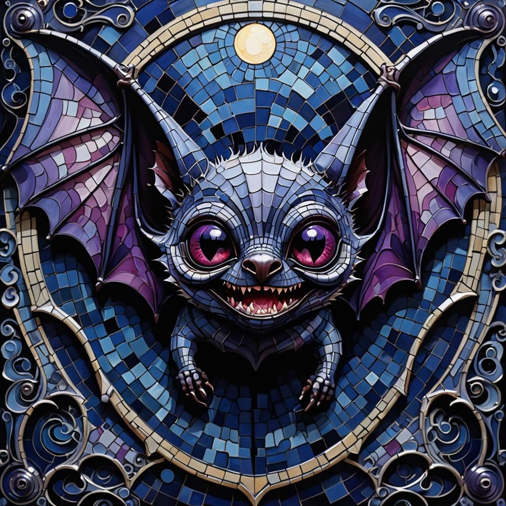 Whimsical Vampire Bat in Expressionist Airbrush Art